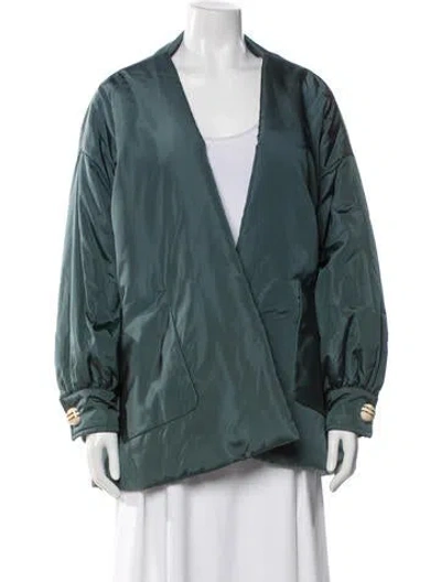Pre-owned Gucci Silk Bomber Jacket In Green