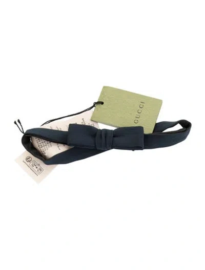 Pre-owned Gucci Silk Bow Tie W/tags In Blue