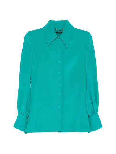 Pre-owned Gucci Silk Button-up Shirt In Blue