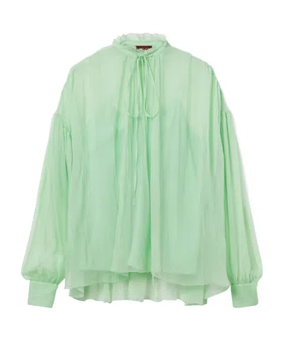 Gucci Silk Chiffon Creponne Top In Green