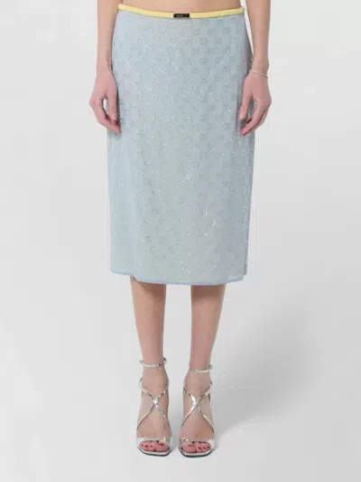 Gucci Silk Stretch Chiffon Skirt With Crystals In Blue