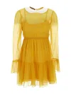 Gucci Peter Pan Collar Chiffon Mini Dress In Yellow