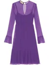Gucci Silk Chiffon Dress In Purple