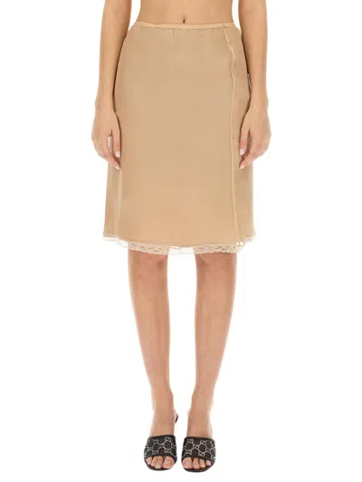 Gucci Silk Chiffon Skirt In Brown