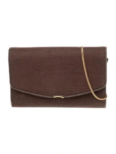 Pre-owned Gucci Silk Clutch Vintage In Brown