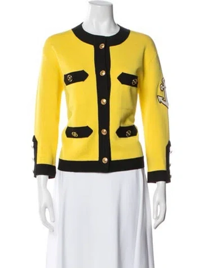Pre-owned Gucci Silk Colorblock Pattern Evening Jacket In Yellow