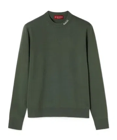 Gucci Silk Cotton Knit Sweater With Intarsia In Green