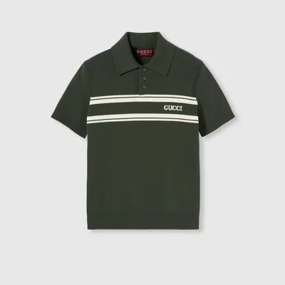 Gucci Silk Cotton Polo Shirt With Intarsia