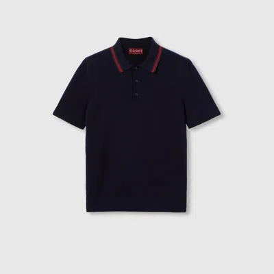 GUCCI GUCCI SILK COTTON POLO SHIRT WITH WEB