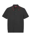 Gucci Silk Cotton Polo Shirt With Web In Grey