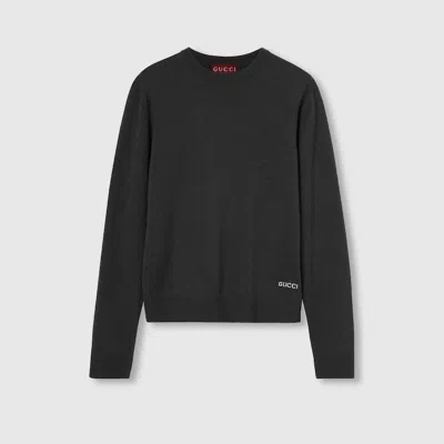 Gucci Silk Cotton Sweater With Intarsia In Grey