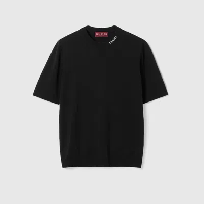 Gucci Logo Silk And Cotton T-shirt In Blue