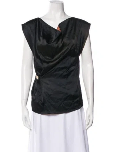 Pre-owned Gucci Silk Cowl Neck Blouse In Black