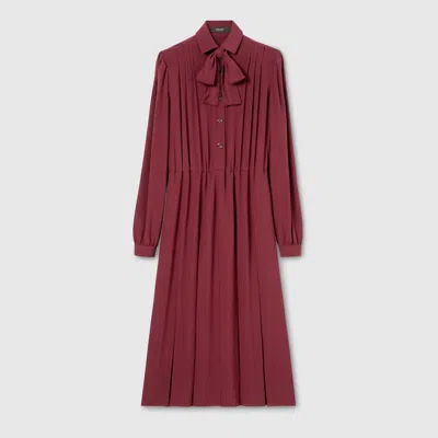 Gucci Silk Crpe De Chine Dress In Burgundy