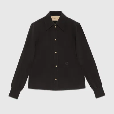 Gucci Interlocking G Silk Shirt In Black