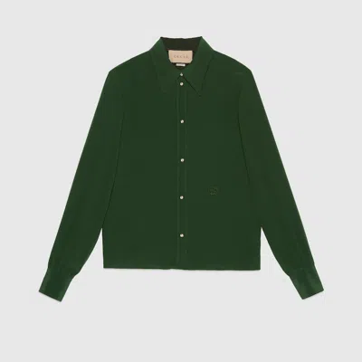 Gucci Silk Crêpe De Chine Shirt In Green