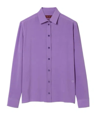 Gucci Silk Crêpe De Chine Shirt In Purple