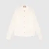 Gucci Logo-embroidered Silk Shirt In Neutrals