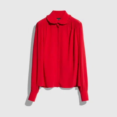 Gucci Silk Crêpe De Chine Shirt With Embroidery In Red