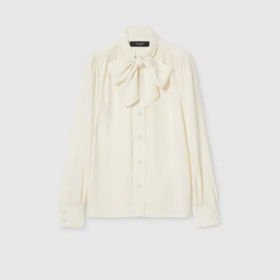 Gucci Silk Crpe Satin Interlocking G Shirt In White