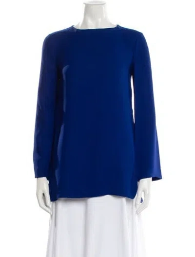 Pre-owned Gucci Silk Crew Neck Blouse In Blue