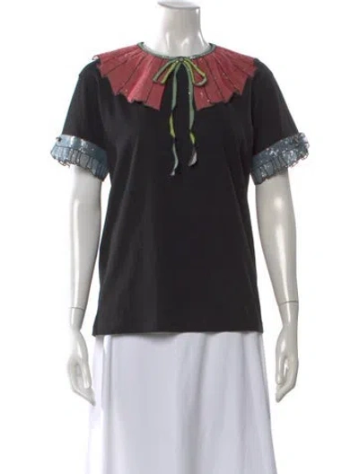 Pre-owned Gucci Silk Crew Neck T-shirt In Black
