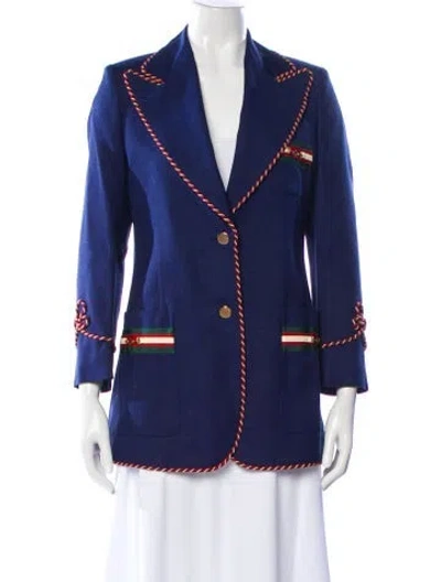 Pre-owned Gucci Silk Denim Jacket In Blue
