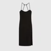 Gucci Silk Dress With Crystal Horsebit In Black