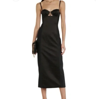 Pre-owned Gucci Silk Duchesse Mid Mid-length Dress In Black