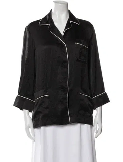 Pre-owned Gucci Silk Embroidered Accent Pajamas In Black