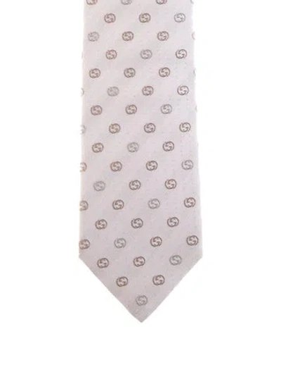 Pre-owned Gucci Silk Embroidered Tie In Pink
