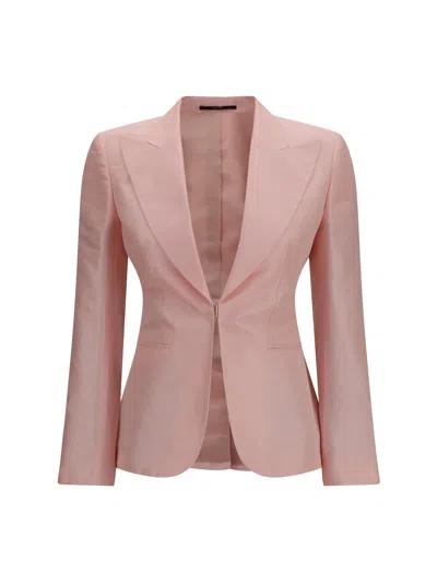 Gucci Tailored Silk Nylon Blazer Long Sleeves In Pink