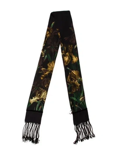 Pre-owned Gucci Silk Flora Print Scarf In Brown