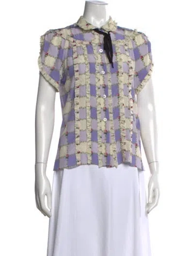 Pre-owned Gucci Silk Floral Print Blouse In Purple