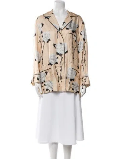 Pre-owned Gucci Silk Floral Print Pajamas In Neutral