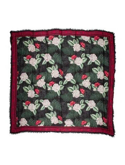 Pre-owned Gucci Silk Floral Print Scarf In Multi
