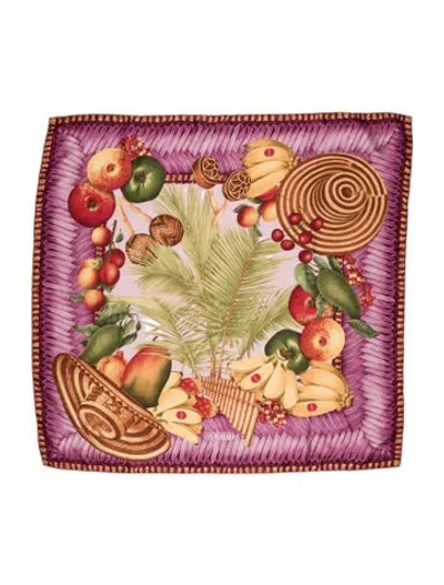 Pre-owned Gucci Silk Floral Print Scarf In Orange