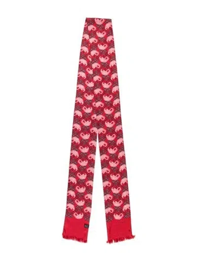 Pre-owned Gucci Silk Floral Print Scarf In Red