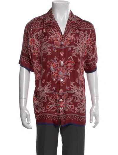 Pre-owned Gucci Silk Floral Print Shirt In Red