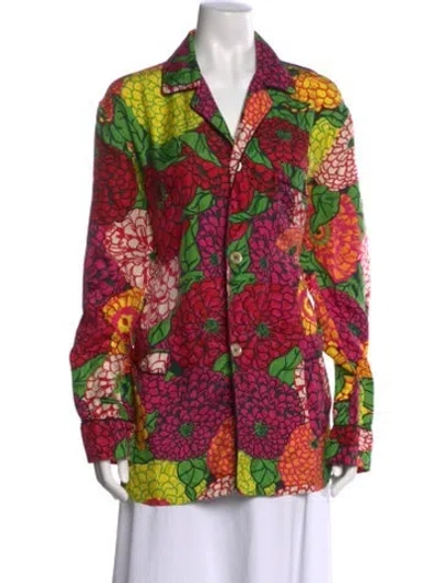 Pre-owned Gucci Silk Floral Print Tunic In Pink