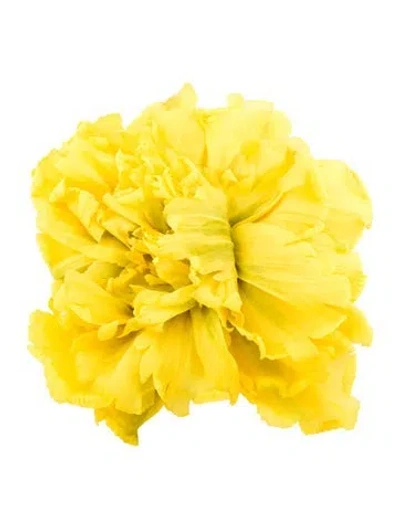 Pre-owned Gucci Silk Flower Pin Brooch In Yellow