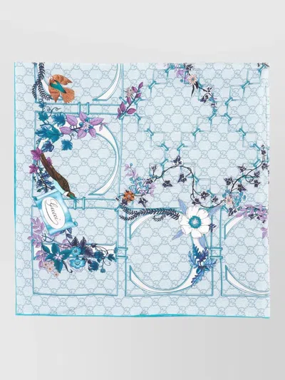 Gucci Silk Foulard Bird Motif Floral Design