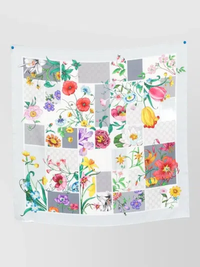 Gucci Silk Foulard Featuring Floral Pattern In Brown