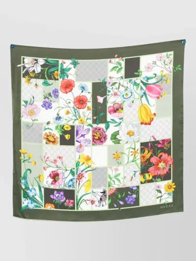 Gucci Silk Foulard Floral Pattern Accessory In Multi