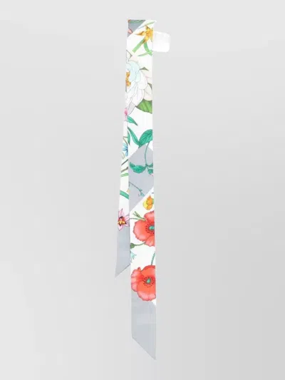 Gucci Silk Foulard Floral Pattern Lightweight Long In Multi