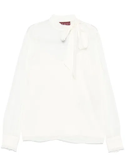 Gucci Silk Georgette Blouse In White