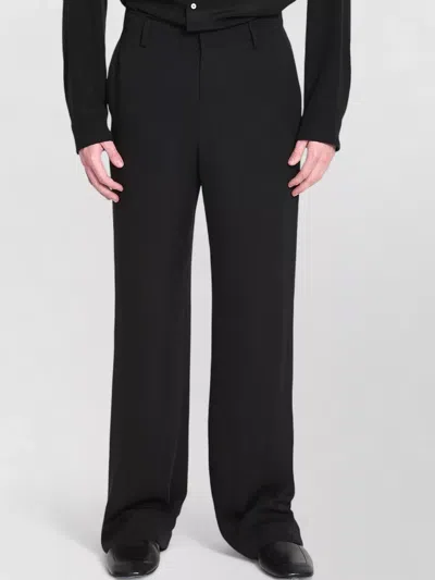 Gucci Silk Georgette Tailored Wide Leg Trousers In Black