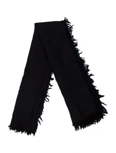 Pre-owned Gucci Silk Gg Canvas Scarf In Black