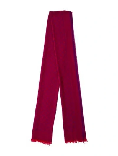 Pre-owned Gucci Silk Gg Logo Scarf In Pink