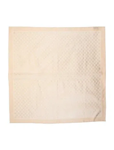 Pre-owned Gucci Silk Gg Signature Scarf In Neutral